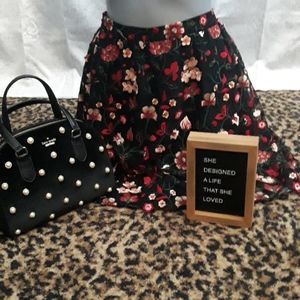 CeCe Embroidered Pink Red Sequin Black Skirt Lace Layered Embroidered New 14 Hot